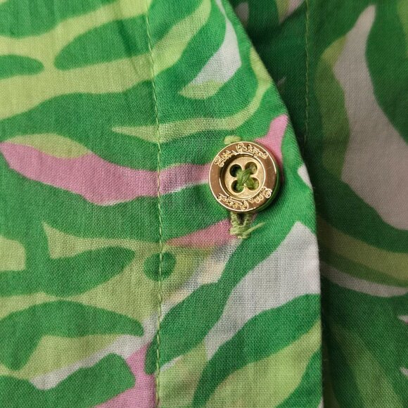 Lilly Pulitzer Shirt Dress Tunic Green and Pink Long sleeve Colorful - Picture 9 of 15